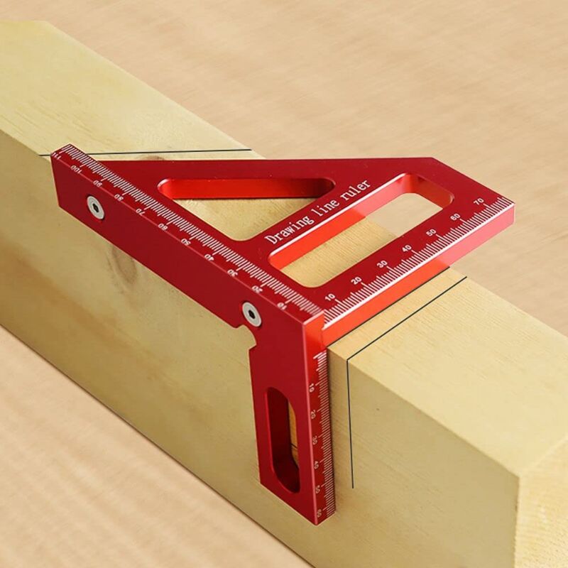 foto del prodotto righello di misurazione multiangolo 3d da 45 90 gradi in lega di alluminio, quadrato, goniometro, strumento per disegno di linee di mitra, triangolo,