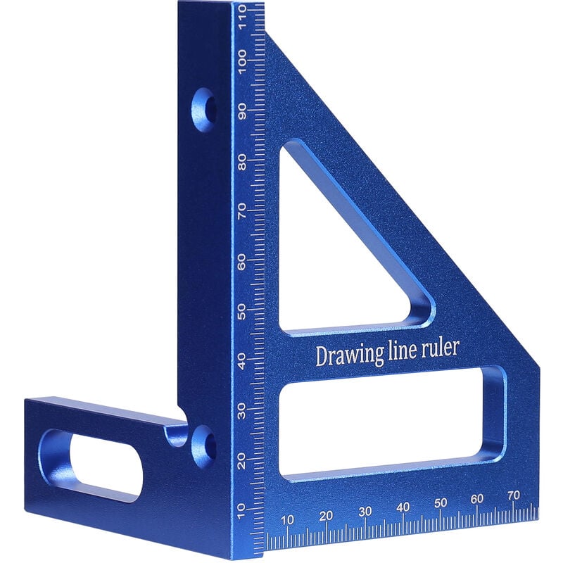 foto del prodotto righello di misurazione multiangolo in lega di alluminio, goniometro quadrato per la lavorazione del legno, righello triangolare a 45 90 , calibro