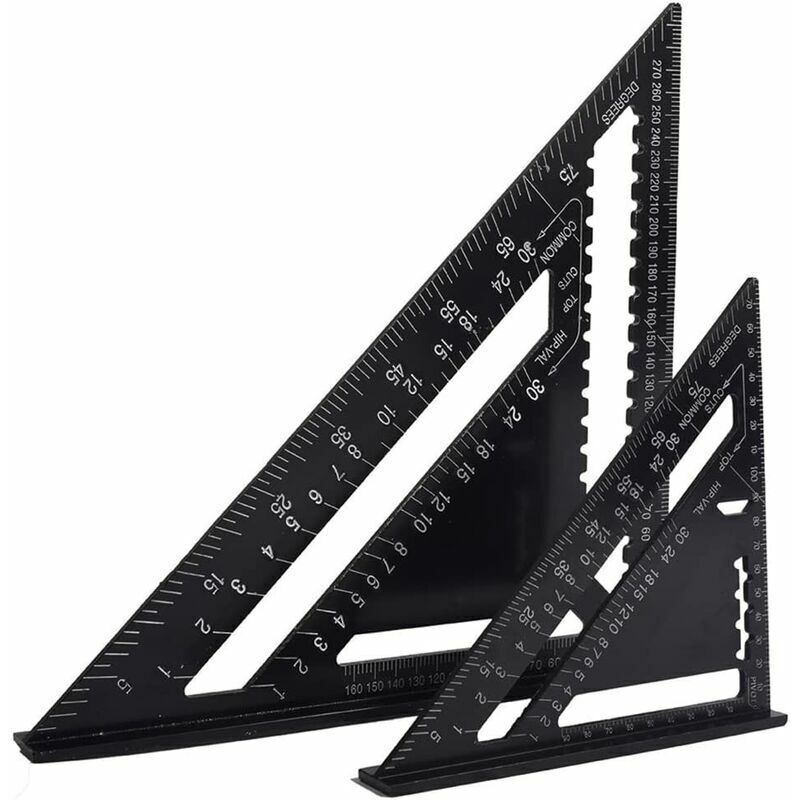 foto del prodotto righello triangolare multifunzionale in alluminio per carpenteria da 18 cm e 30 cm
