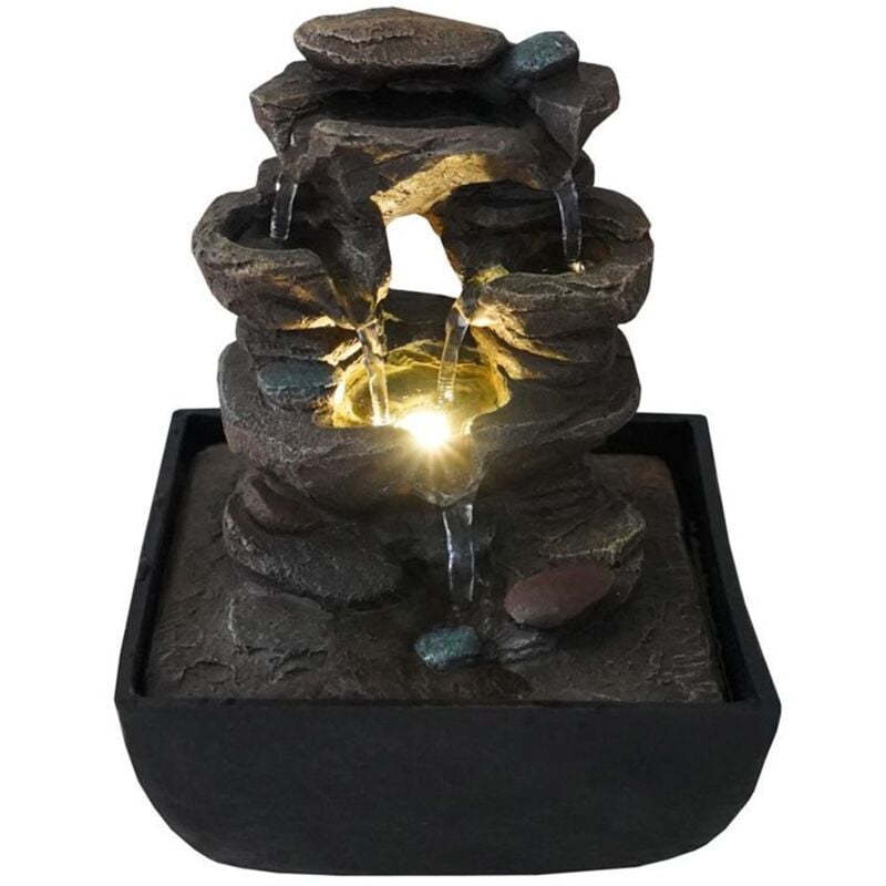 foto del prodotto rilassante fontana da interno rockfall e led bianco caldo