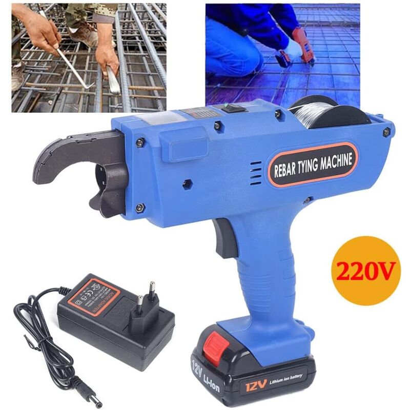 foto del prodotto rilegatrice automatica rebar legatrice metallica batteria set elettrico con caricatore filo legante armatura calcestruzzo acciaio tying dispositivo