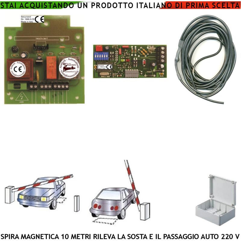 foto del prodotto rileva passaggio sosta veicoli spira magnetica interrata 10 metri alimentazione 230 v 50 hz utile comando automatismo barra semaforo sicurezza