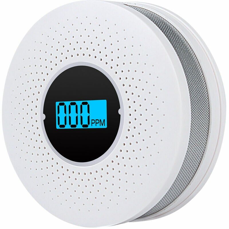 foto del prodotto rilevatore combinato di fumo e monossido di carbonio con allarme sonoro e flash, display e allarme led, rilevatore intelligente di fumo e co per