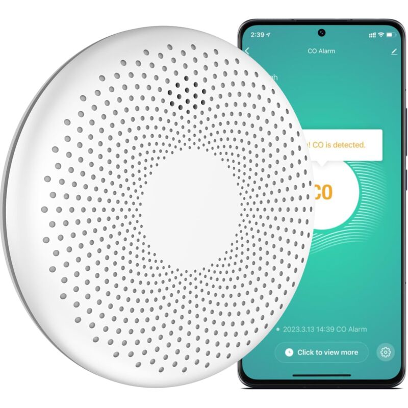 foto del prodotto rilevatore combinato di fumo e monossido di carbonio smart connect connesso batteria da 10 anni allarme incendio e monossido di carbonio, wifi,