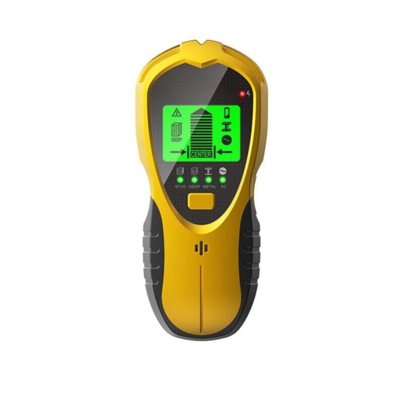 foto del prodotto rilevatore da parete 4 in 1 con display lcd, rilevatore alimentato a batteria da 9 v per il rilevamento di metalli, fili e montanti in legno in