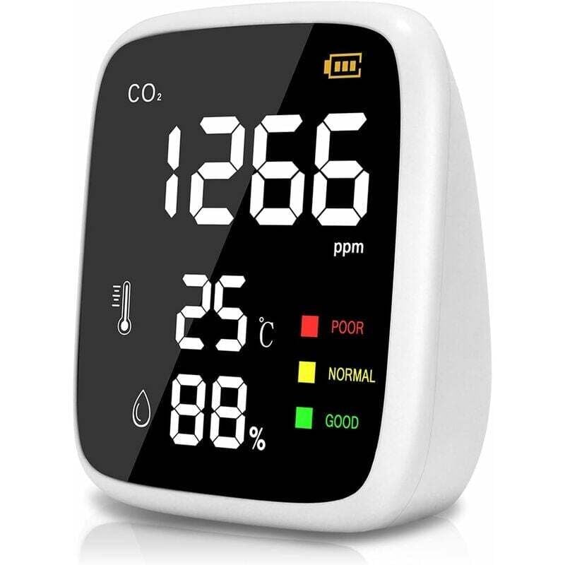 foto del prodotto rilevatore di co2, sensore di co2 domestico da 400 a 5000 ppm, mini misuratore di rilevatore di co2, tester di umidit relativa di temperatura ad
