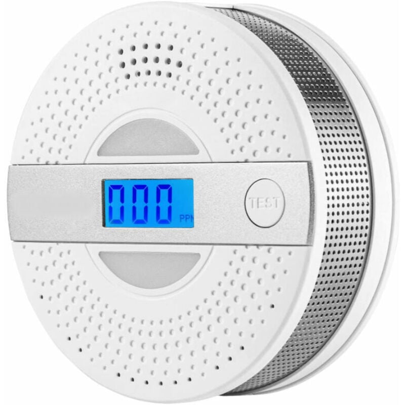 foto del prodotto rilevatore di fumo e monossido di carbonio, rilevatore di monossido di carbonio e fumo 2 in 1, sensore aggiornato alimentato a batteria con display
