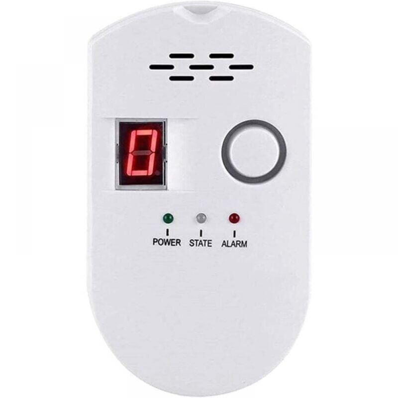 foto del prodotto rilevatore di gas, rilevatore di perdite di gpl gas naturale gas di carbone, monitor del sensore plug in con allarme acustico e display digitale a