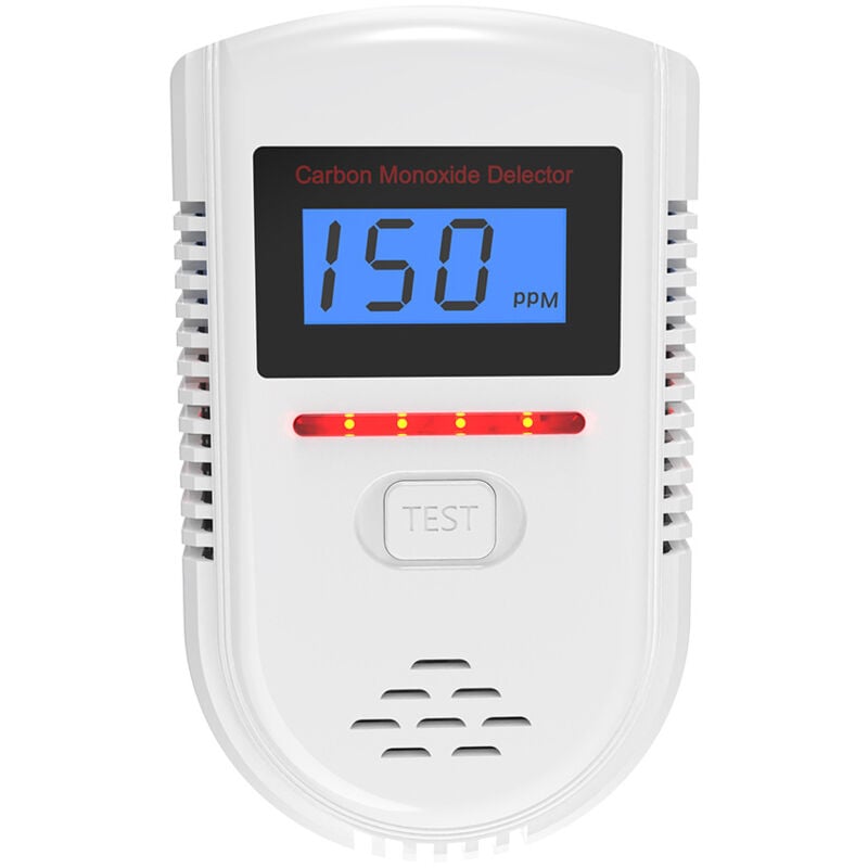 foto del prodotto rilevatore di monossido di carbonio, allarme monossido di carbonio, rilevatore con display led valore ppm visibile in ogni momento e allarme