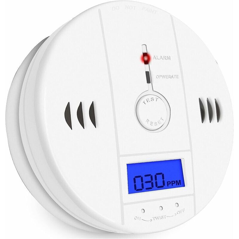 foto del prodotto rilevatore di monossido di carbonio con display digitale e allarme acustico domestico, alimentato a batteria batterie aa non incluse 