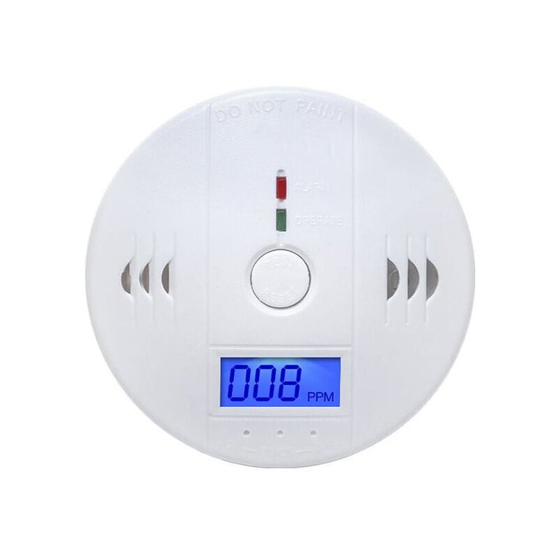 foto del prodotto rilevatore di monossido di carbonio con display digitale e allarme acustico per la casa, alimentato a batteria esclusa batteria aa montato