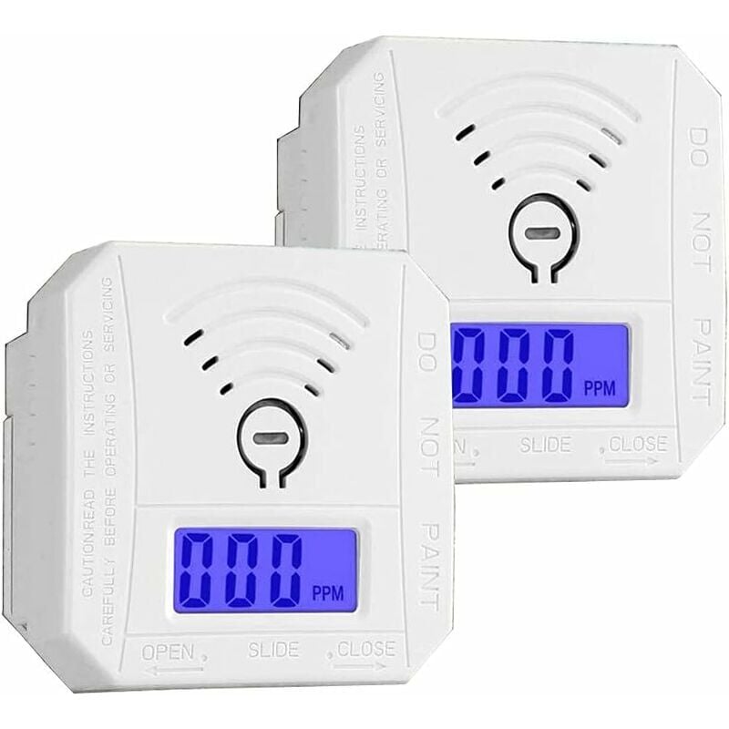 foto del prodotto rilevatore di monossido di carbonio da 2 pezzi, allarme co ad alta precisione a batteria con avviso acustico e display lcd digitale, certificato ul