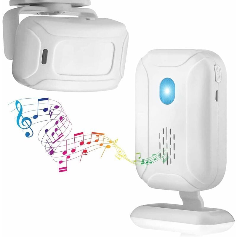 foto del prodotto rilevatore di movimento, campanello senza fili, kit sistema di allarme domestico con 1 sensore e 1 ricevitore, dispositivo di benvenuto con sensore