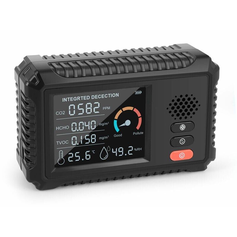 foto del prodotto rilevatore di qualit dell aria multifunzionale 5 in 1 lcd grande schermo rilevatore di anidride carbonica co co2 tvoc temperatura umidit monitor