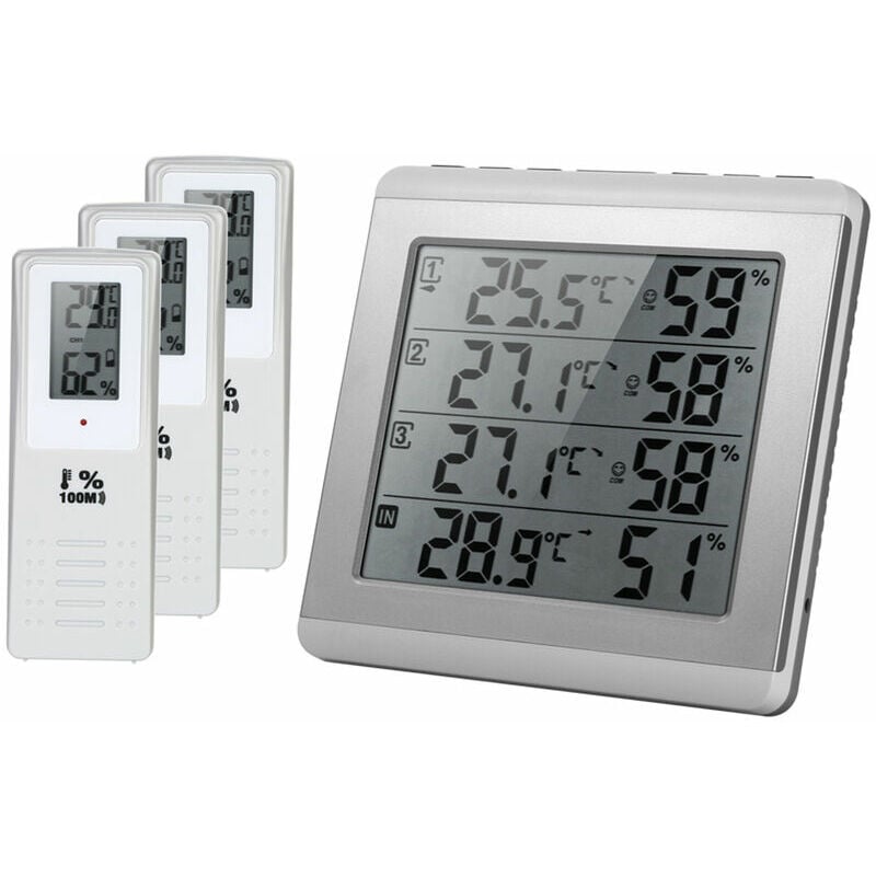 foto del prodotto rilevatore di umidit igrometro di temperatura a quattro canali lcd termometro digitale wireless per interni esterni con livello di temperatura