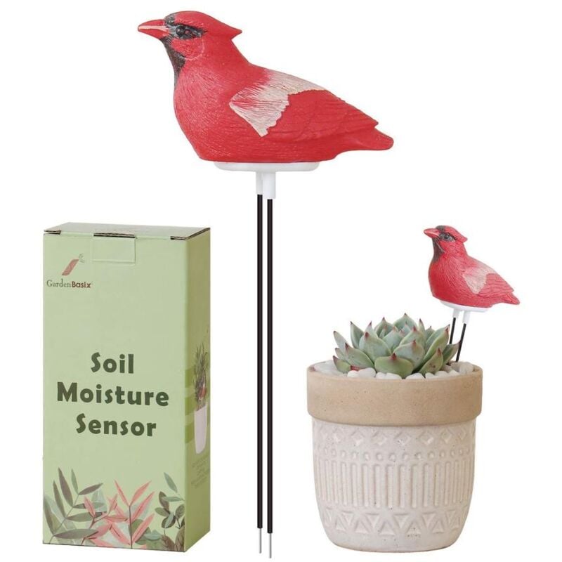 foto del prodotto rilevatore di umidità mini rilevatore intelligente di umidità del terreno adatto per fiori e piante in vaso, forma di uccello 90180mm - rosso