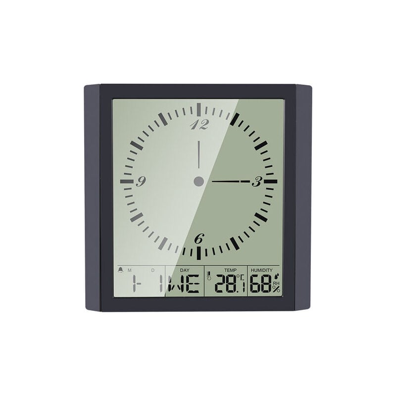 foto del prodotto rilevatore di umidit termo igrometro digitale multifunzionale termometro e igrometro e orologio quadrato orologio da parete, nero