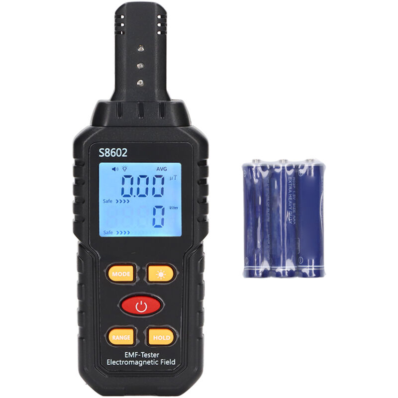 foto del prodotto rilevatore emf, tester di radiazioni elettromagnetiche, misuratore di campo magnetico, display digitale
