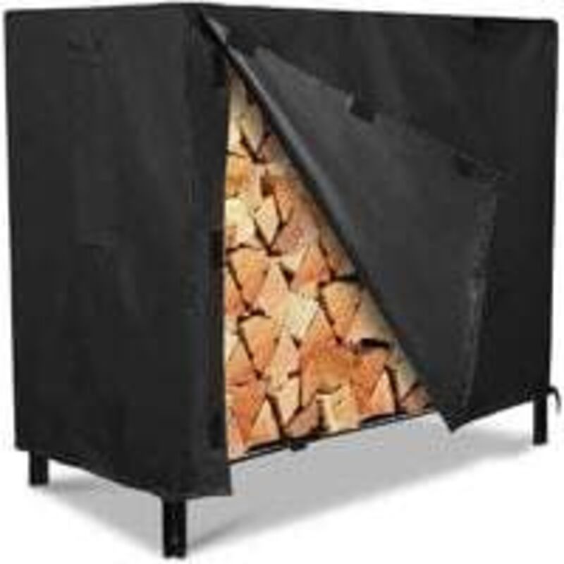 foto del prodotto rimessa per legna da ardere e rastrelliera per tronchi per esterni, copertura impermeabile per legna da ardere per esterni 244 x 61 x 107 cm nero