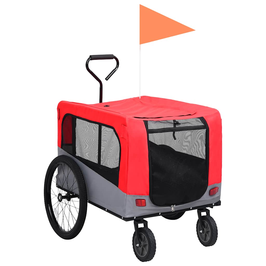 foto del prodotto rimorchio bici animali carrello jogging rosso e grigio cod mxl 73955