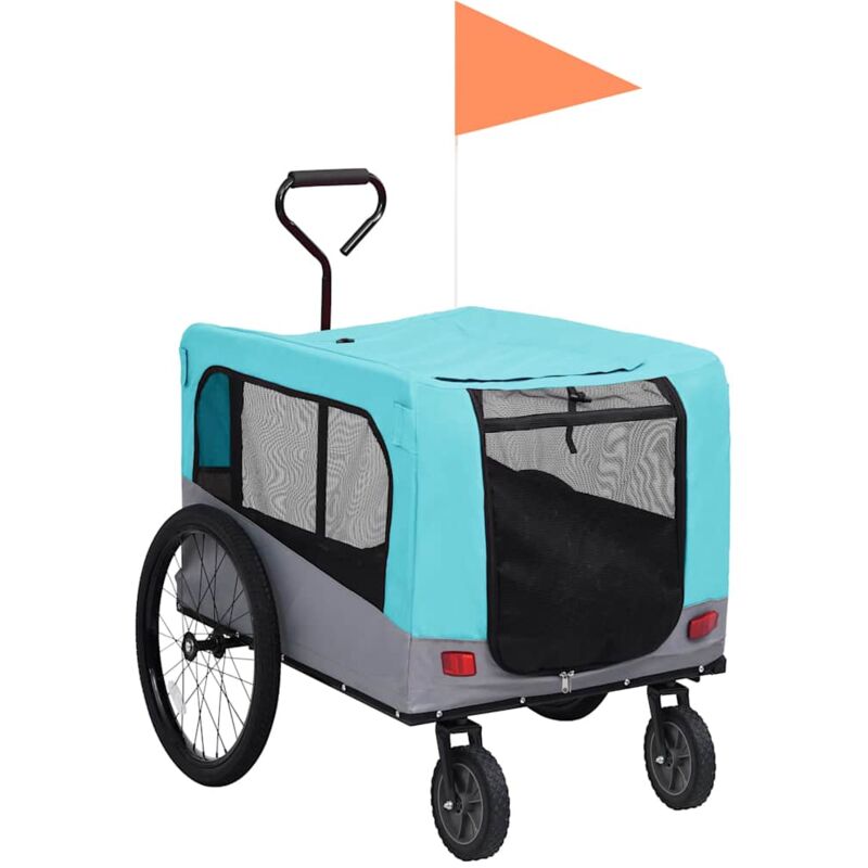 foto del prodotto rimorchio bici per animali carrello jogging 2in1 blu e grigio vidaxl