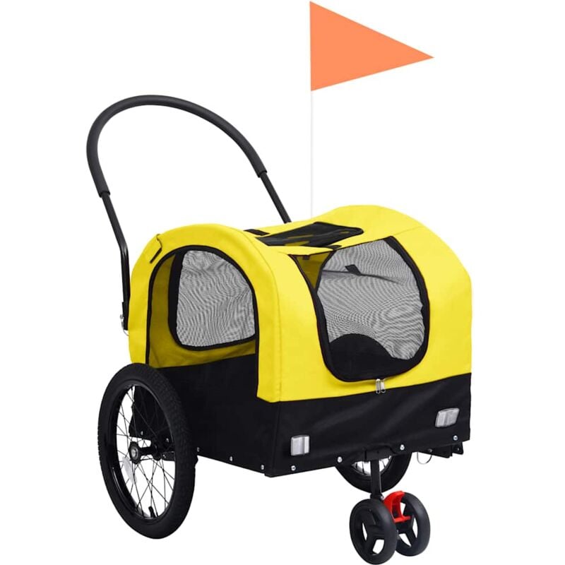foto del prodotto rimorchio bici per animali carrello jogging 2in1 giallo e nero vidaxl