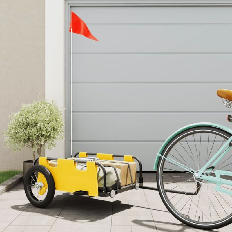 foto del prodotto rimorchio da bici giallo oxford e ferro vidaxl