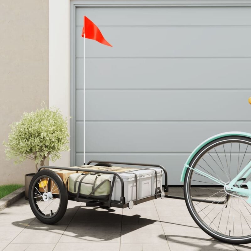 foto del prodotto rimorchio da bici nero 126x63x34 cm in ferro vidaxl