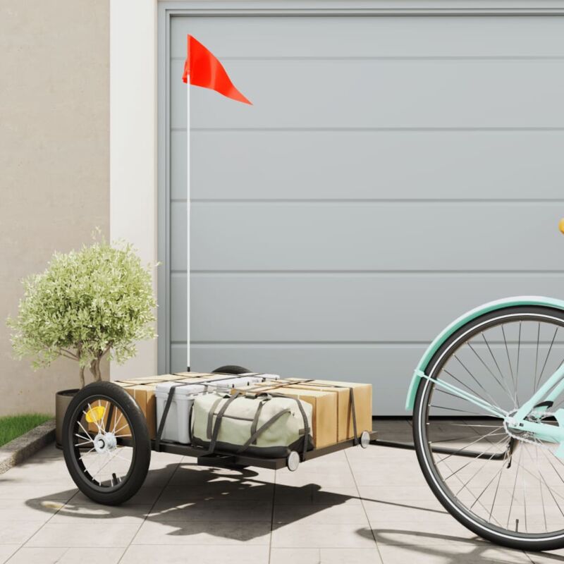 foto del prodotto rimorchio da bici nero 126x63x34 cm in ferro vidaxl