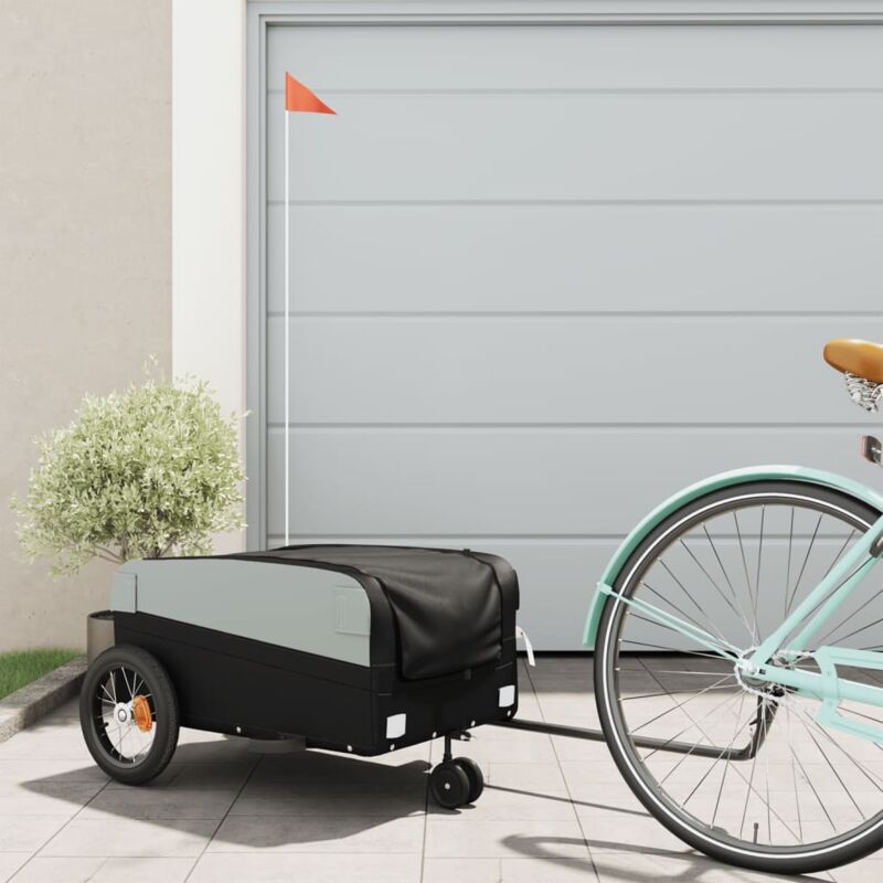 foto del prodotto rimorchio da bici nero 30 kg in ferro vidaxl