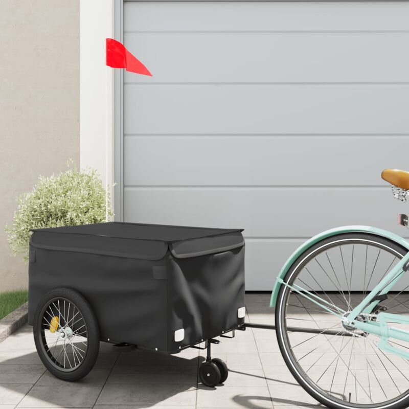 foto del prodotto rimorchio da bici nero 30 kg in ferro vidaxl