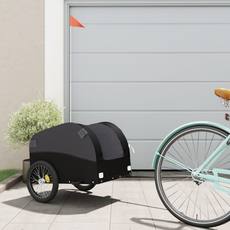 foto del prodotto rimorchio da bici nero 30 kg in ferro vidaxl