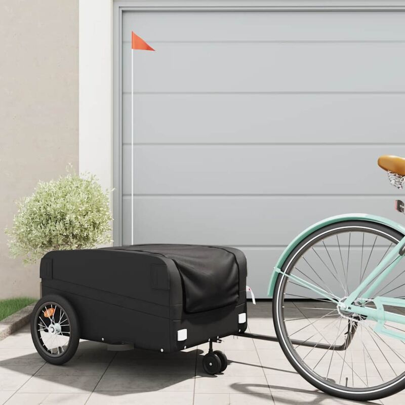 foto del prodotto rimorchio da bici nero 45 kg in ferro vidaxl