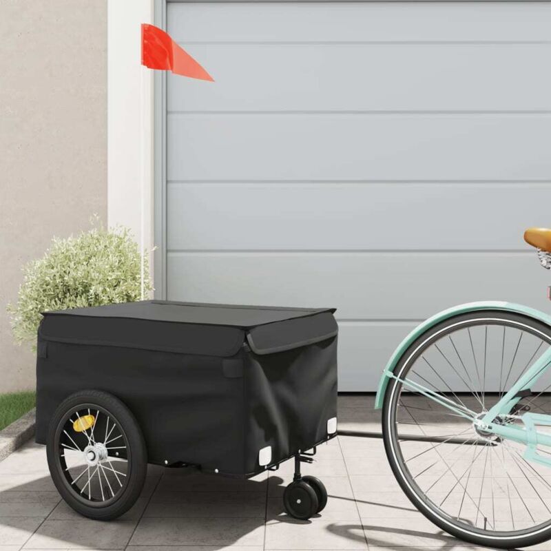 foto del prodotto rimorchio da bici nero 45 kg in ferro vidaxl