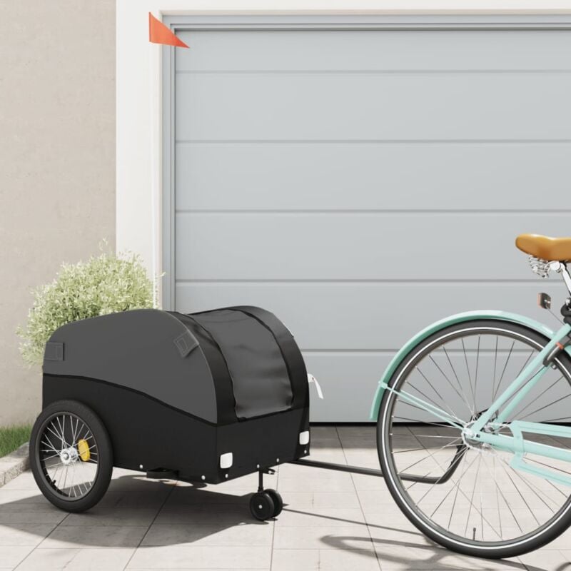 foto del prodotto rimorchio da bici nero 45 kg in ferro vidaxl