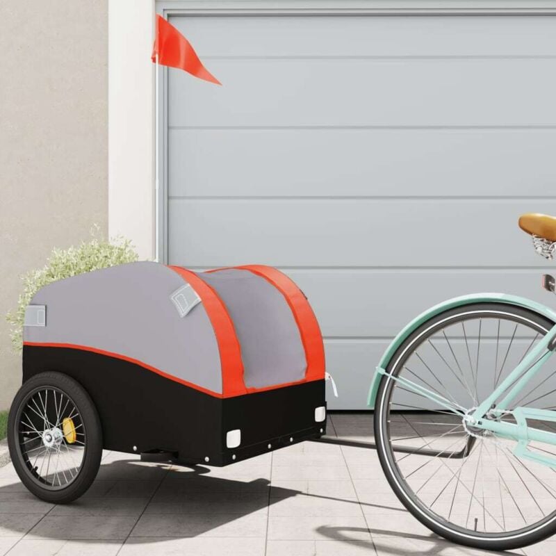 foto del prodotto rimorchio da bici nero e arancione 45 kg in ferro vidaxl