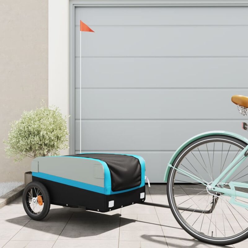 foto del prodotto rimorchio da bici nero e blu 30 kg in ferro vidaxl