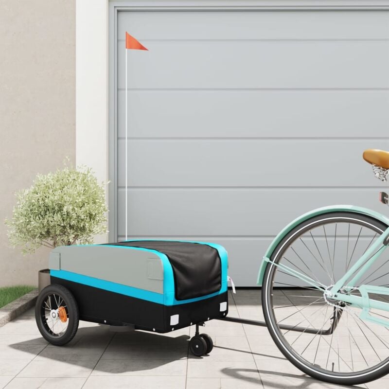 foto del prodotto rimorchio da bici nero e blu 30 kg in ferro vidaxl