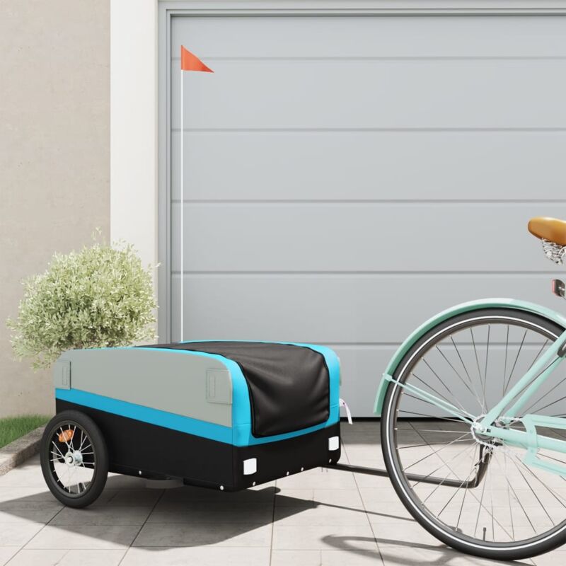 foto del prodotto rimorchio da bici nero e blu 45 kg in ferro vidaxl