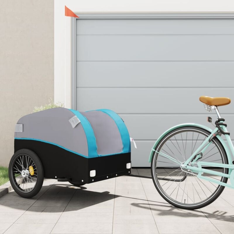 foto del prodotto rimorchio da bici nero e blu 45 kg in ferro vidaxl