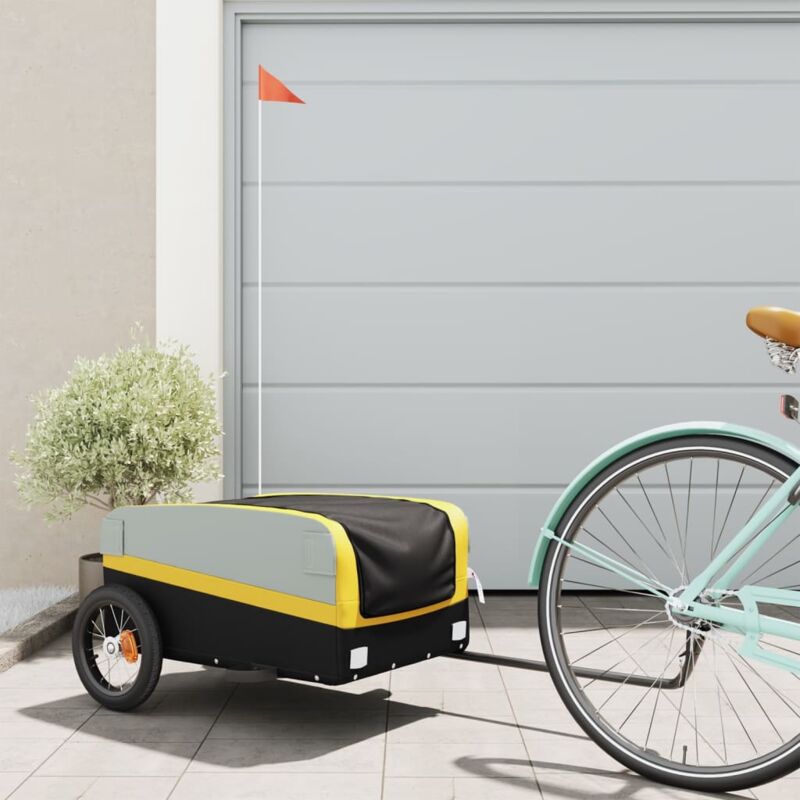 foto del prodotto rimorchio da bici nero e giallo 30 kg in ferro vidaxl