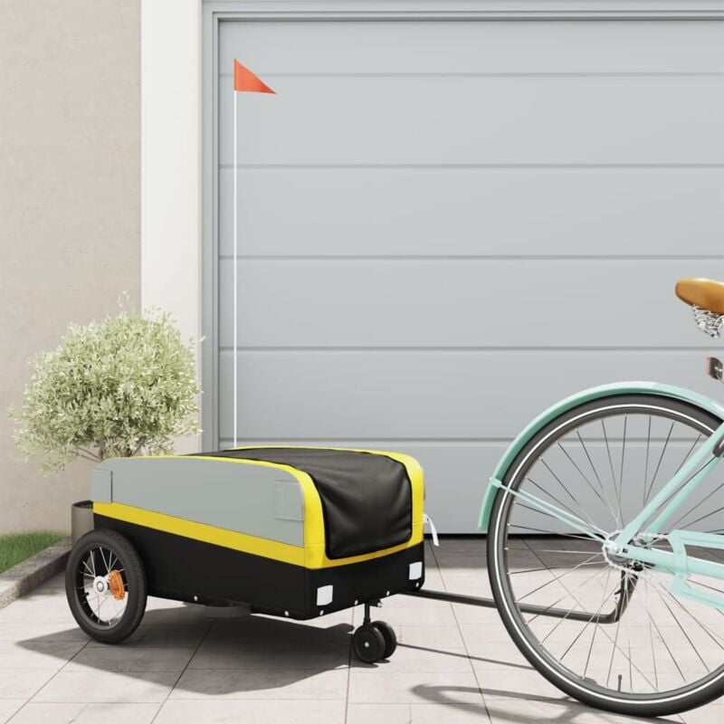 foto del prodotto rimorchio da bici nero e giallo 30 kg in ferro vidaxl