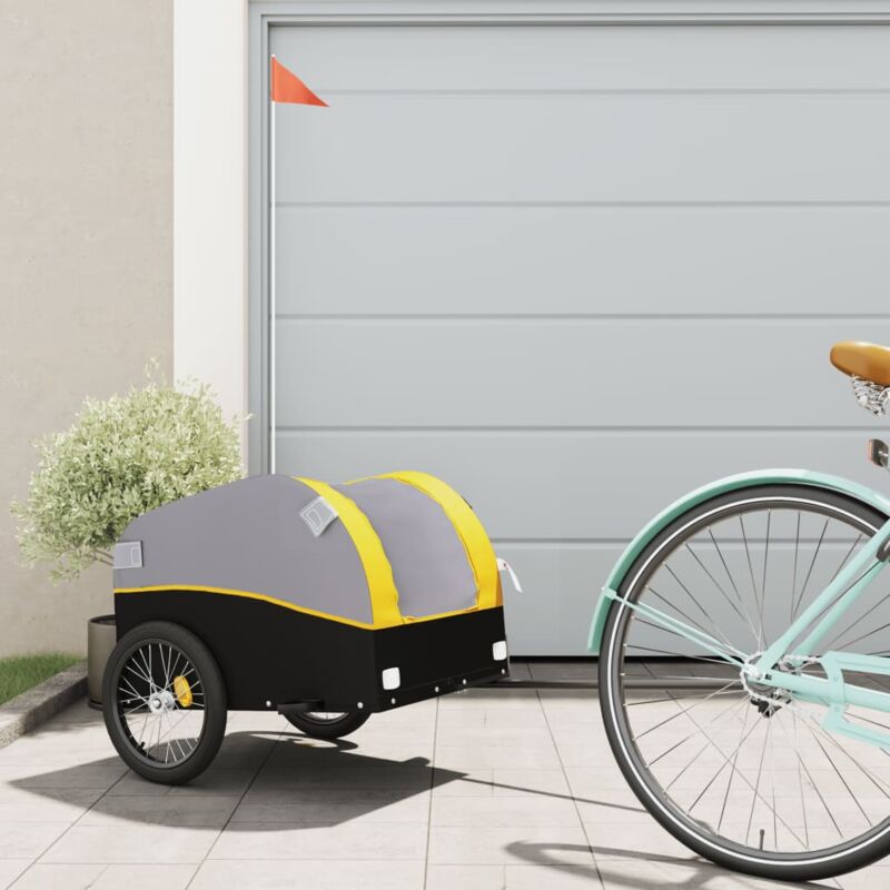 foto del prodotto rimorchio da bici nero e giallo 30 kg in ferro vidaxl
