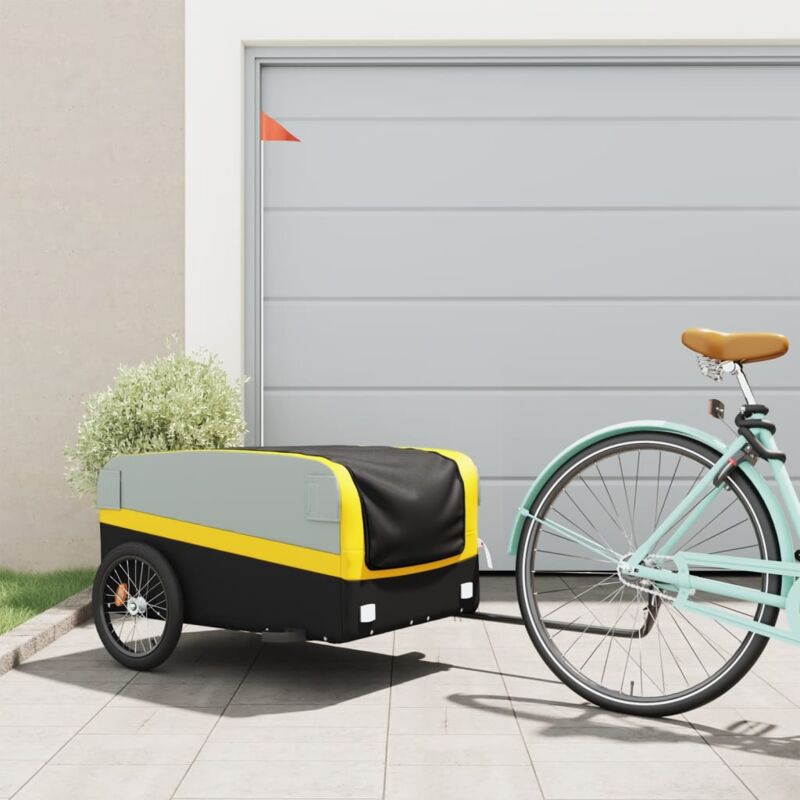 foto del prodotto rimorchio da bici nero e giallo 45 kg in ferro vidaxl