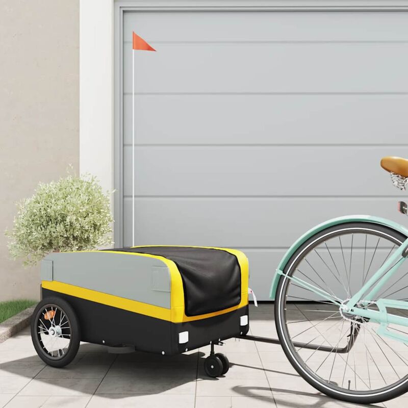 foto del prodotto rimorchio da bici nero e giallo 45 kg in ferro vidaxl