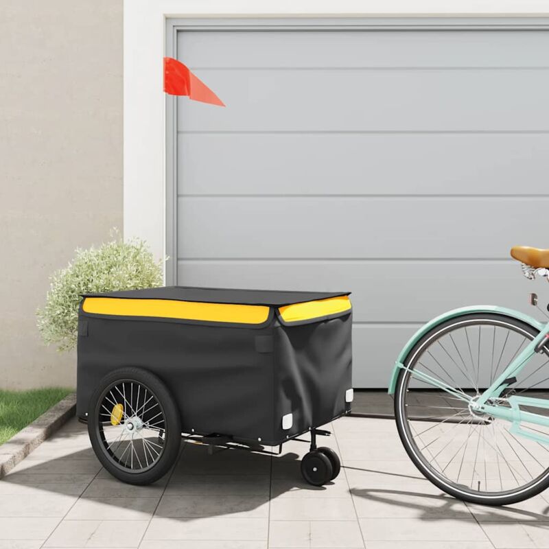foto del prodotto rimorchio da bici nero e giallo 45 kg in ferro vidaxl