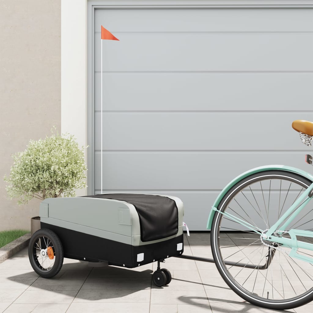 foto del prodotto rimorchio da bici nero e grigio 30 kg in ferro