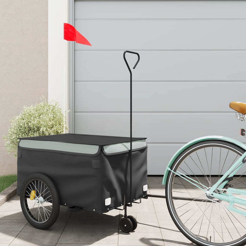 foto del prodotto rimorchio da bici nero e grigio 30 kg in ferro