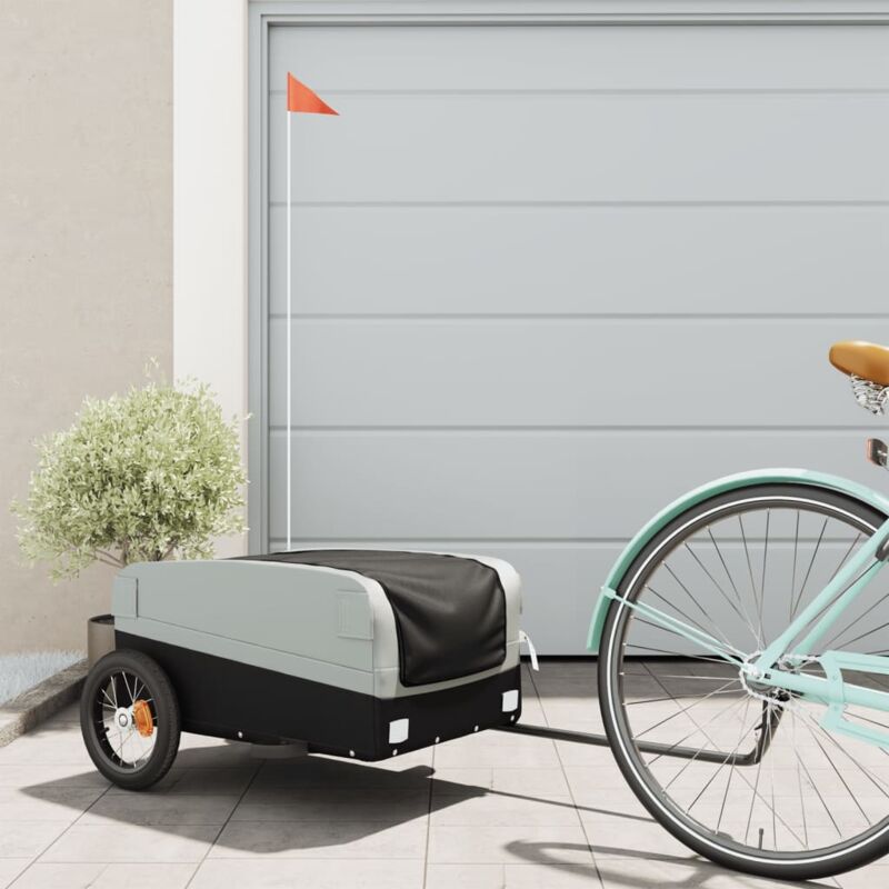 foto del prodotto rimorchio da bici nero e grigio 30 kg in ferro - vidaxl