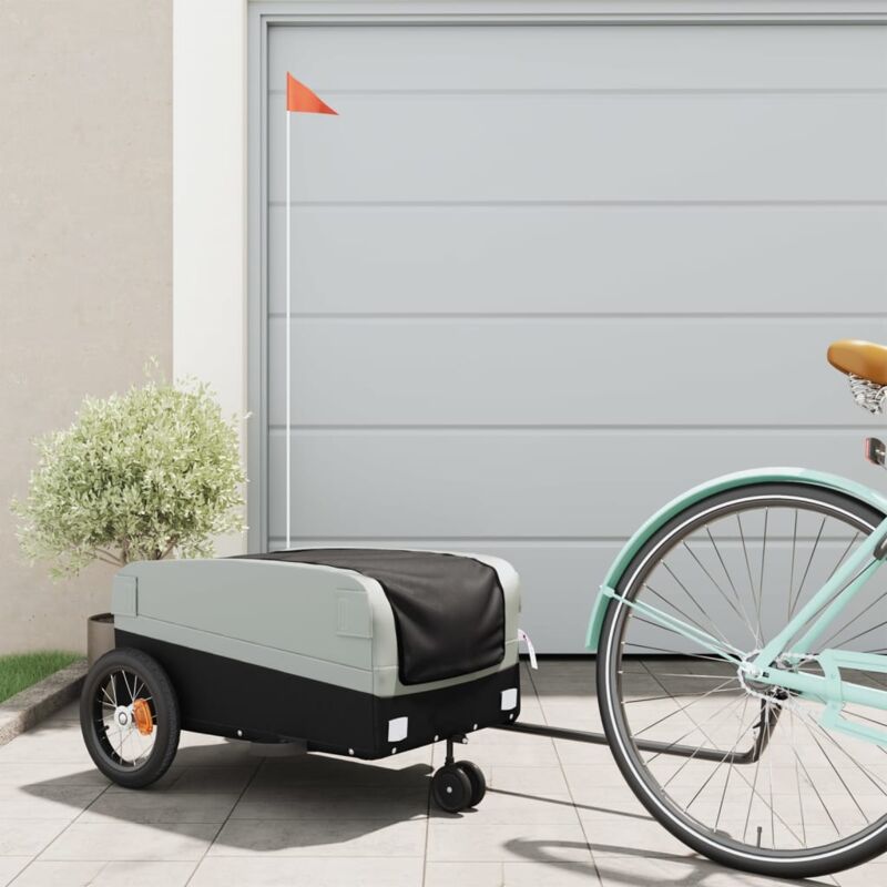 foto del prodotto rimorchio da bici nero e grigio 30 kg in ferro vidaxl
